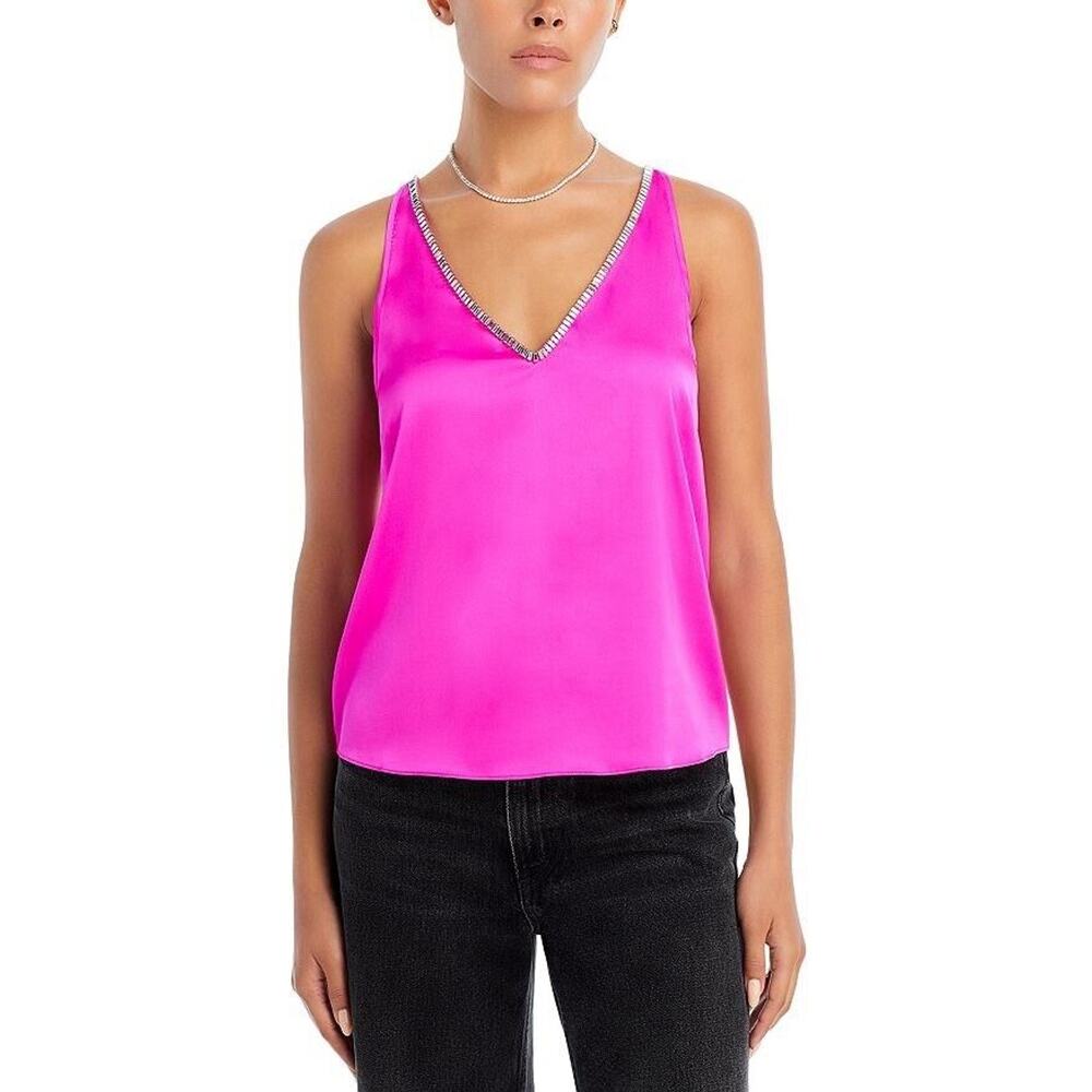 Generation Love Marian Crystal‎ Trim Tank Top Camisole Sleeveless Hot Pink S NEW